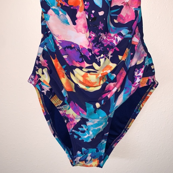 Swim/Bathing Suit One Piece Size 6 Women’s Into The Bleu By Amerex Multi Colors - Picture 3 of 11